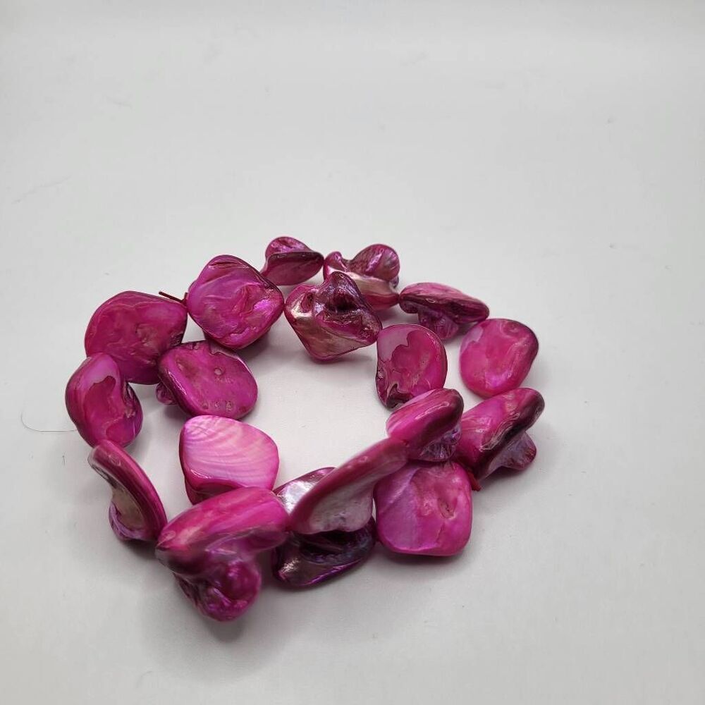 Artisan Made Bohemian Dyed Pink Abalone Shell Bracelets (two)